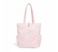 Hellery Sports Tote Bolsa Deportiva Bolso de Pádel Bolso de Tenis Bolsa de Raquetas con Poliéster Resistente a Uso Continuo y Cuero PU Fácil Acceso a, Rosado, Cuadros Rosas