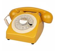Hellery Teléfono Vintage Rotary con Disco Mecánico Giratorio Campana Metálica Original y Estructura Clásica Llamado Tradicional y Decorativo Adecuado para Ambientes de Hogar Oficina Estudio, Amarillo