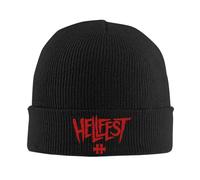 Hellfest out of Bounds 2025 Gorro cálido y Holgado para Hombres Mujer Gorra de Punta de Calavera Tejida Rock Festival de Música Sombrero de Punto