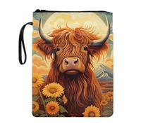 HELLHERO Funda Protectora de Libro de Vaca Highland para Libros de Tapa Blanda de Tapa Dura, Lavable, para Mujeres, Hombres, Profesores, Estudiantes, Viajes, Vacaciones, Oficina, Entrenamiento