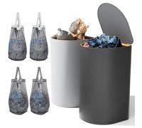 HELLKOPF 2 Cestos Ropa Sucia - 140L Cesto Ropa Sucia con Tapa - 4 Bolsas Cesta Ropa Sucia - Cesto de Ropa Plegable Gris Claro y Gris Oscuro para Dormitorios, Lavandería