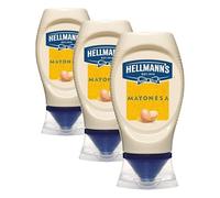 Hellmann's - Mayonesa en Bote Dispensador Gran con Huevos 100% de Corral, 250 ml (Pack de 1) (Paquete de 3)