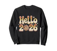 Hello 2026 - Bola de Discoteca de Año Nuevo Retro Groovy Fiesta de los años 70 Sudadera