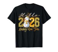 Hello 2026 Feliz Año Nuevo 2026 Muñeco de Nieve Leopardo Mujer Niña Camiseta