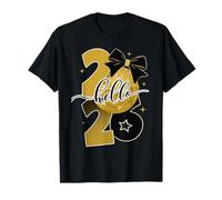 Hello 2026 Gold Disco Ball Bow New Year Celebration Design Camiseta