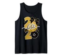 Hello 2026 Gold Disco Ball Bow New Year Celebration Design Camiseta sin Mangas