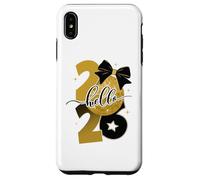 Hello 2026 Gold Disco Ball Bow New Year Celebration Design Carcasa para iPhone XS MAX
