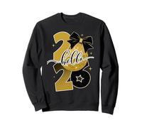 Hello 2026 Gold Disco Ball Bow New Year Celebration Design Sudadera
