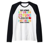 Hello 2nd Grade So Long 1st Fun Graduation Back to School Camiseta Manga Raglan