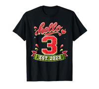 Hello 3 EST 2023 Watermelon 3rd Birthday Summer Party Camiseta