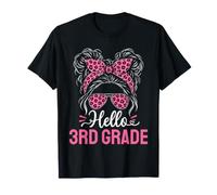 Hello 3rd Grade Girl Leopard Bow Regreso a la Escuela Camiseta