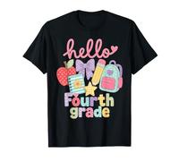 Hello 4th Grade Apple Pencil Books Back To School Classroom Camiseta