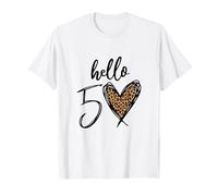 Hello 50 Years Leopard Heart 50th Birthday Party Regalo para mujer Camiseta