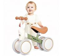 Hello-5ive Bicicleta de equilibrio para bebés, juguetes para interiores y exteriores, bicicleta sin pedales para niños de 1 a 2 años, primera bicicleta, el mejor regalo (verde y marrón)