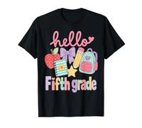 Hello 5th Grade Apple Pencil Books Back To School Classroom Camiseta