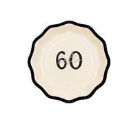 Hello 60 Platos de Fiesta de Papel con diseño de Lazo, Paquete de 6 Elegantes Platos Desechables para Celebraciones de 60 cumpleaños