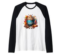 Hello Autumn Hot Cocoa Mug Graphic For Women Kids and Fall Camiseta Manga Raglan