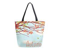 Hello Autumn Tree Leaves Bolsa de lona para mujer, bolso de hombro informal, grande, reutilizable, bolsa de compras