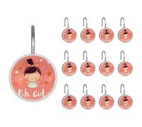 Hello Baby Shower - Ganchos para cortina de ducha, ganchos de cristal resistentes a la corrosión para baño, anillos de ducha deslizantes para cortina de ducha, forro, barra, paquete de 12
