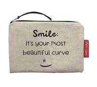 hello-bags Bolso Monedero/Billetero/Tarjetero, Exterior: Algodón 100% con Cremallera y Forro Interior, Incluye sobre Kraft de Regalo, Mod: Smile. Color: Crudo/Negro. 14x10 cm, 3513958