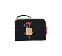 hello-bags Bolso Monedero/Billetero/Tarjetero. Exterior: Algodón 100%. con Cremallera y Forro Interior. Incluye sobre Kraft de Regalo. Mod: LOVEBARKS. Color: Crudo/Negro. 14x10 cm.