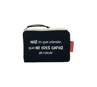 hello-bags. Bolso Monedero/Billetero/Tarjetero. Exterior: Algodón 100%. con Cremallera y Forro Interior. Incluye Bonito sobre Kraft de Regalo. Modelo: HAZLO. Crudo/Negro. 14 * 10 cm.