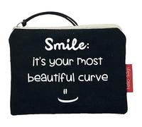 hello-bags Bolso Monedero/Billetero/Tarjetero. Exterior: Algodón 100%. con Cremallera y Forro Interior. Incluye sobre Kraft de Regalo. Mod: Smile. Color: Crudo/Negro. 14 x 10 cm, 3513941