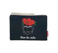 Hello-Bags. Bolso Neceser/Cartera de Mano. Exterior: Algodón 100%. con Cremallera y Forro Interior. Incluye Bonito sobre Kraft de Regalo. Modelo: VIVALAVIDA. Color: Crudo/Negro. 23x15,5 cm.