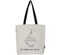 hello-bags. Bolso tote bag con cremallera, forro y bolsillo interior. Exterior: Algodón 100%. Incluye bonito sobre kraft de regalo. Modelo ENVENA. Color: Crudo/Negro. Medidas: 37x38 cm..