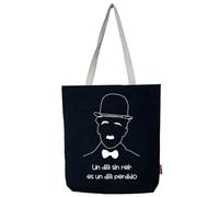 hello-bags. Bolso Tote bag con cremallera, forro y bolsillo interior. Exterior: Algodón 100%. Incluye bonito sobre kraft de regalo. Modelo: UNDÍA. Color: Crudo/Negro. Medidas:37x38 cm.