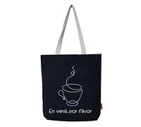 hello-bags. Bolso tote bag con cremallera, forro y bolsillo interior. Exterior: Algodón 100%. Incluye sobre kraft de regalo. Modelo ENVENA. Color: Crudo/Negro. Medidas: 37x38 cm.