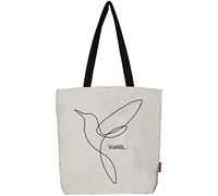 hello-bags. Bolso tote bag con cremallera, forro y bolsillo interior. Exterior: Algodón 100%. Incluye sobre kraft de regalo. Modelo VUELA. Color: Crudo/Negro. Medidas: 37x38 cm.