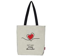hello-bags Bolso Totebag, Exterior: Algodón 100%. Con cremallera, forro y bolsillo interior, bonito sobre kraft de regalo. Modelo SOFTHEART. Color: Crudo/Negro. Medidas: 37X38 cm (B-003-SOFTHEART)