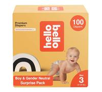 Hello Bello 100 capas de alta calidad, tamaño 3 (6,4 a 10,9 kg) - 100 capas hipoalergénicas con tacto suave similar a la tela - Diseño a juego para niños y sexos