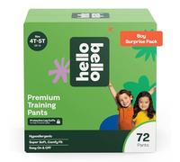 Hello Bello Pantalones de entrenamiento de alta calidad, talla 4T-5T (38+ libras), paquete sorpresa, 72 unidades, hipoalergénicos, con tacto suave, similar a la tela, patrones surtidos para niños