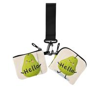 Hello Cartoon - Carteras de muñeca dobles con diseño de pera verde para mujer, delgada, portátil, organizador de tarjetas de crédito con bolsillo para monedas con cremallera para uso diario, 2
