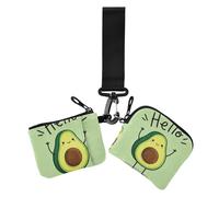 Hello Cartoon Cute Green Avocado - Cartera para mujer, monedero para cambio, monedero con llavero para mujer, 2 paquetes, Hello Cartoon lindo aguacate verde, 1 size, Casual