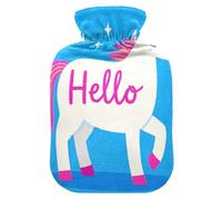 Hello Cartoon Cute White Unicorns - Botella de agua caliente de viaje con funda suave, botella de agua tibia de 2 L para cama para calambres menstruales, calambres menstruales, calambres menstruales