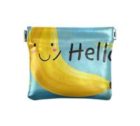 Hello Cartoon Cute Yellow Banana - Monedero de piel sintética para mujer, organizador único de artículos personales para mujer, diseño de plátano amarillo, 1 tamaño, impresión artística, Hello Cartoon