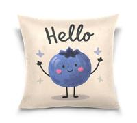 Hello Cartoon - Funda cuadrada de cojín para niños pequeños, diseño de arándanos azules, decoración del hogar para sofá, sala de estar, 18 x 18 pulgadas