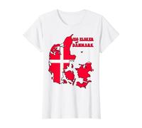 Hello Copenhagen I Love Denmark - Bandera de Mapa danesa para mamá y papá Camiseta gráfica económica, Mujer, Blanco, L