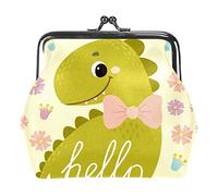 Hello Cute Dinosaur Baby Mujeres PU Cuero Monederos Niñas Mini Hebilla Monedero Bolsa