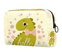 Hello Cute Dinosaur - Bolsa de cosméticos para mujer, neceser de viaje, bolsa organizadora de maquillaje grande con cremallera, multicolor, 18.5x7.5x13cm/7.3x3x5.1in, Neceser