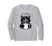 Hello Darkness, mi Viejo Amigo, Divertido Gato Negro, Amante del café Manga Larga