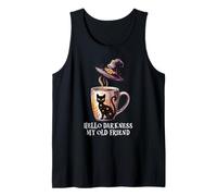 Hello Darkness My Old Friend Black Cat Coffee Mug Witch Cat Camiseta sin Mangas