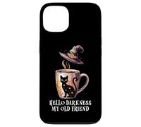 Hello Darkness My Old Friend Black Cat Coffee Mug Witch Cat Carcasa para iPhone 13