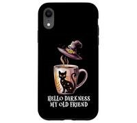 Hello Darkness My Old Friend Black Cat Coffee Mug Witch Cat Carcasa para iPhone XR
