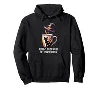 Hello Darkness My Old Friend Black Cat Coffee Mug Witch Cat Sudadera con Capucha
