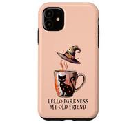 Hello Darkness My Old Friend Black Cat Coffee Mug Witchy Cat Carcasa para iPhone 11