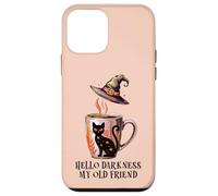 Hello Darkness My Old Friend Black Cat Coffee Mug Witchy Cat Carcasa para iPhone 12 Mini
